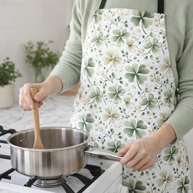 Watercolor Shamrock Kitchen Apron | Irish Gift (Creator Uploaded)