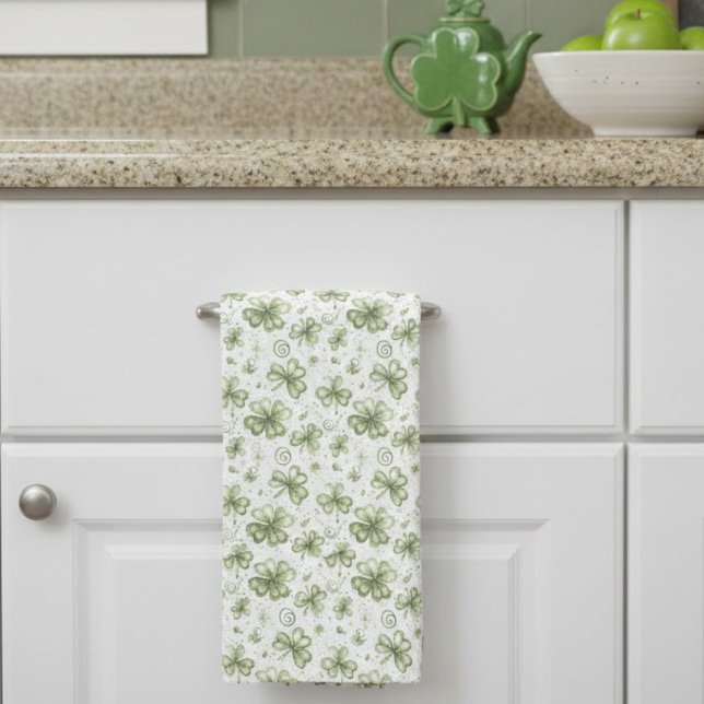 Watercolor Shamrock Kitchen Towel | Irish Clover (Creator Uploaded)