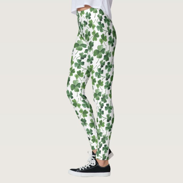 Watercolor Shamrock Leggings (Left)