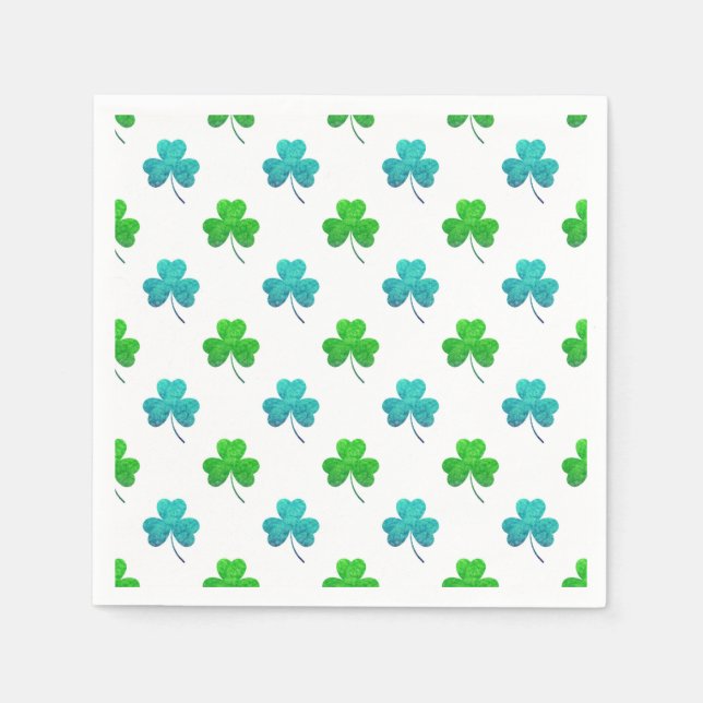 Watercolor Shamrock Pattern Napkin (Front)