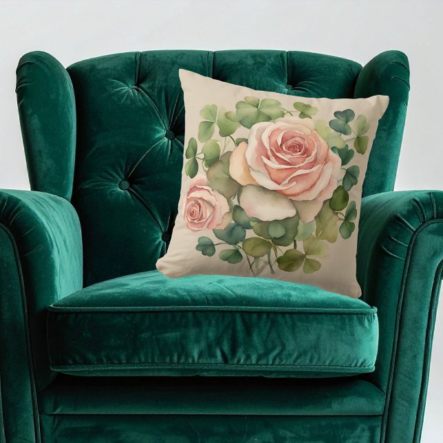 Watercolor Shamrock Rose Cushion (Creator Uploaded)