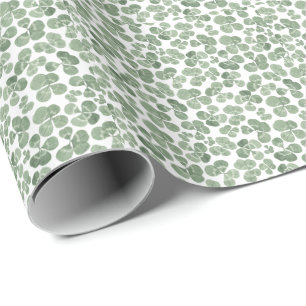 Watercolor Shamrock St. Patrick's Clover Patterned Wrapping Paper