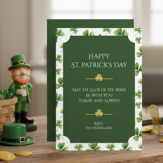 Watercolor Shamrocks Happy St. Patrick's Day Card (Creator Uploaded)