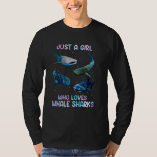 Watercolor Shark Ocean Just A Girl Who Loves Whale T-Shirt