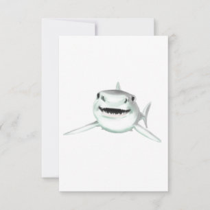 watercolor shark smiling grey green ocean animal