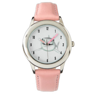 watercolor shark smiling grey green ocean animal watch