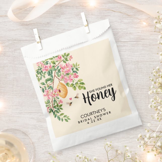 Watercolor She Found Her Honey Bridal Shower  Favour Bags (Clipped)