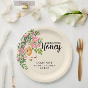 Watercolor She Found Her Honey Bridal Shower  Paper Plate