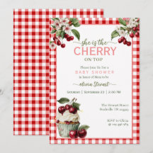 Watercolor She is the cherry on top baby shower