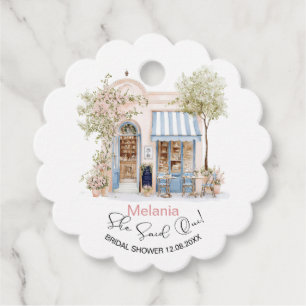   Watercolor She Said Oui  bridal shower Favour Tags