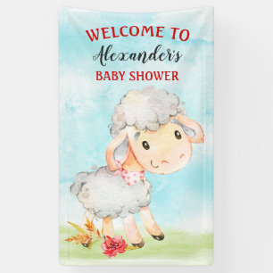 Watercolor Sheep Baby Shower Farm Banner