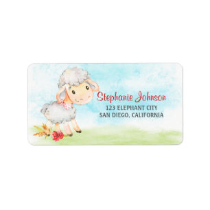 Watercolor Sheep Farm Label