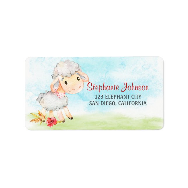 Watercolor Sheep Farm Label (Front)