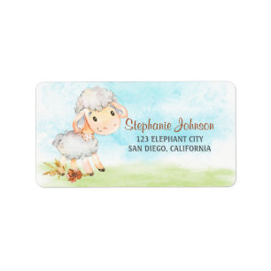 Watercolor Sheep Farm Label