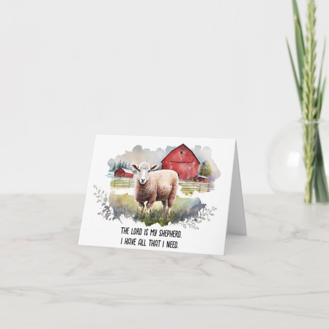 Watercolor Sheep With Religious Quote Card (Front)