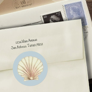 Watercolor Shell Classic Round Sticker