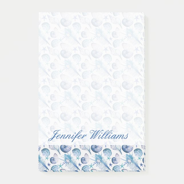 Watercolor Shells | Add Your Name Post-it Notes (Front)