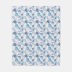 Watercolor Shells Fleece Blanket