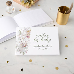 Watercolor Shells Floral Baby Show Display Shower Guest Book