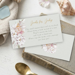 Watercolor Shells Floral Baby Shower Book Request Enclosure Card