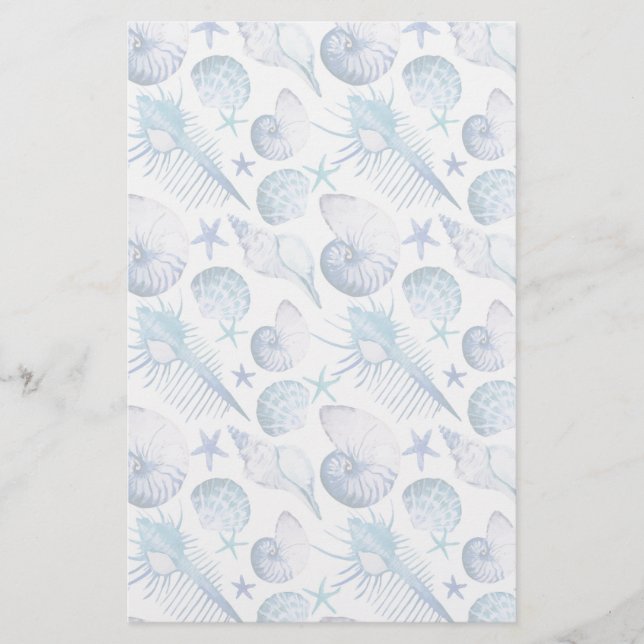 Watercolor Shells Stationery (Front)