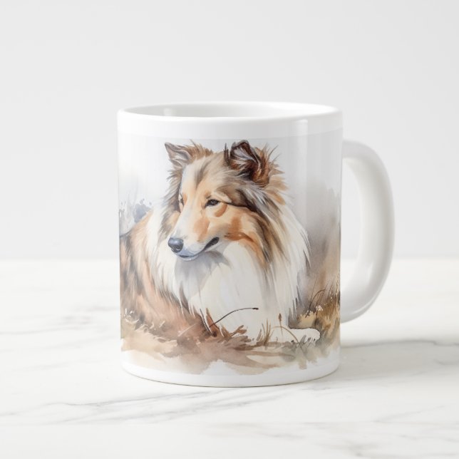 Watercolor Sheltie Large Coffee Mug (Front Right)