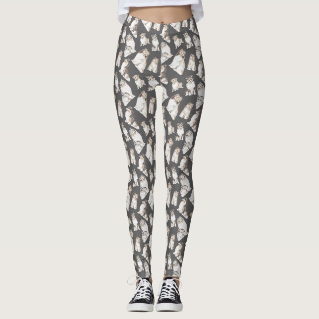 Watercolor Sheltie Leggings (Front)