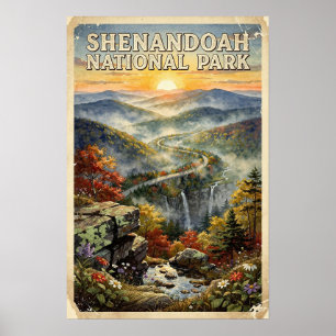 Watercolor Shenandoah National Park Retro Poster