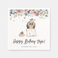 Watercolor Shih Tzu Dog Birthday Party Thank You
