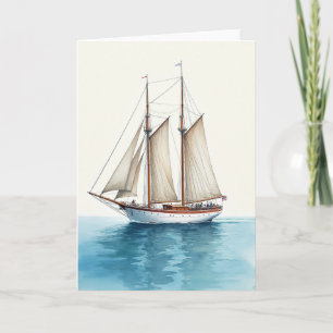 Watercolor Ship Birthday Card