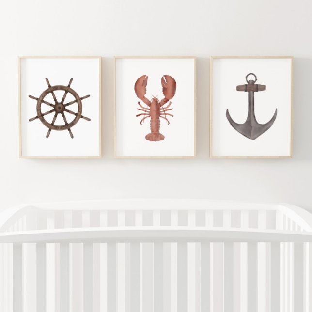 Watercolor Ship Wheel Lobster Anchor Nautical (Creator Uploaded)