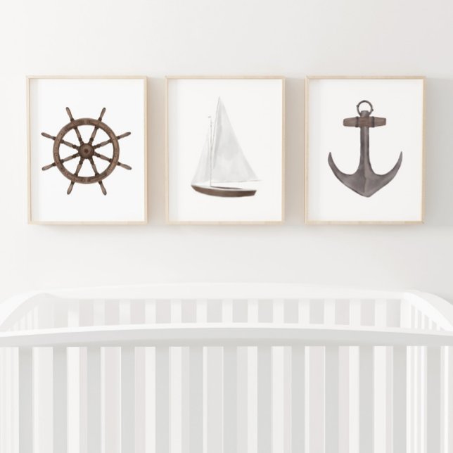 Watercolor Ship Wheel Sailboat Anchor Nautical (Creator Uploaded)