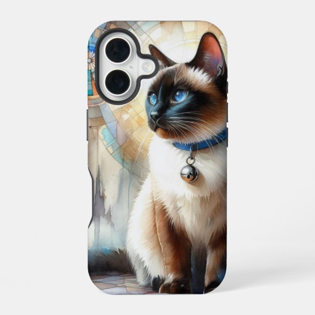  Watercolor  Siamese Cat  iPhone 16 Case (Back)