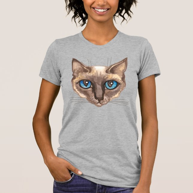 Watercolor Siamese cat T-Shirt (Front)