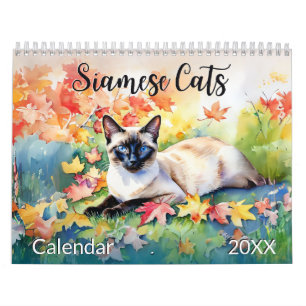 Watercolor Siamese Cats 2027 Calendar