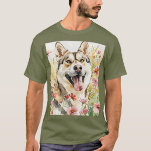 Watercolor Siberian Husky Dog Wall Art Poster T-Shirt