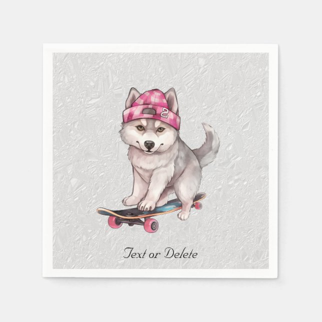 Watercolor Siberian Husky Napkins (Front)