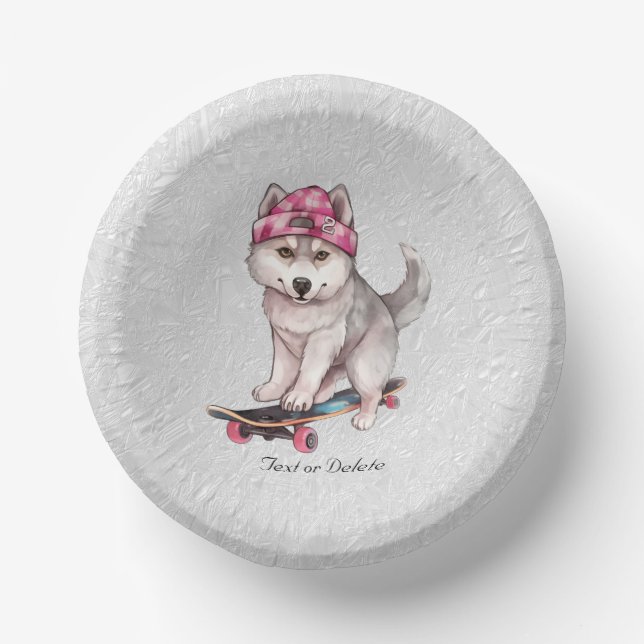 Watercolor Siberian Husky Paper Bowl Paper Plate (Front)