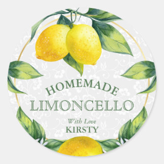 Watercolor Sicilian Lemons Homemade Limoncello Classic Round Sticker
