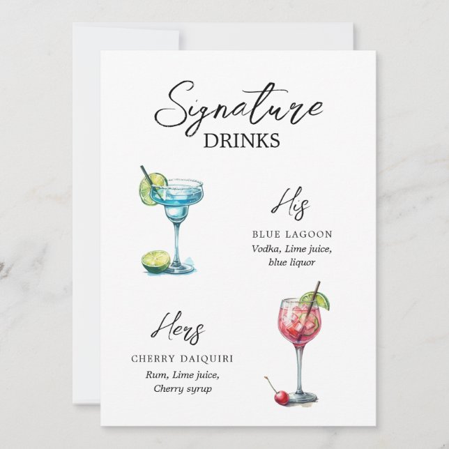 Watercolor Signature Drinks Menu (Front)