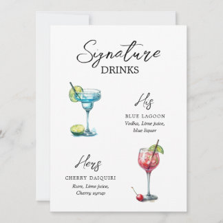 Watercolor Signature Drinks Menu