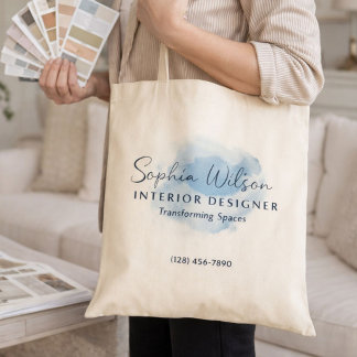 Watercolor Signature Logo Custom Business Name Tote Bag