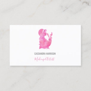 Watercolor Silhouette Pink Makeup Artist Elegant Business Card