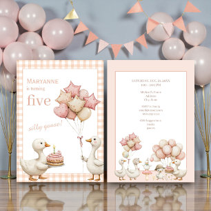 Watercolor Silly Goose Birthday Party Invitation