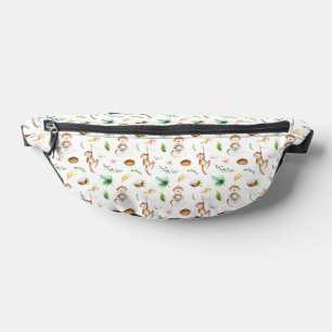 Watercolor Silly Monkeys Pattern Bum Bags