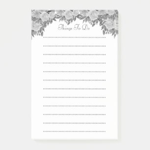 Watercolor silver grey flowers Lined Things To Do Post-it Notes