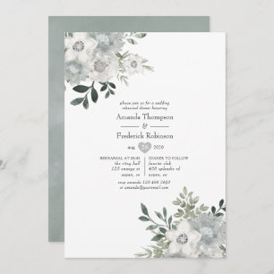 Watercolor Silver Sage Rehearsal Dinner Invitation