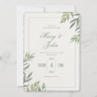 Watercolor Simple Faux Deckled-Edge Wedding Invite