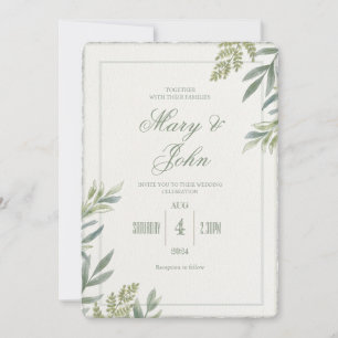 Watercolor Simple Faux Deckled-Edge Wedding Invite