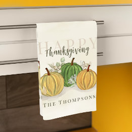 Watercolor Simple Pumpkin Gourd Happy Thanksgiving Hand Towel